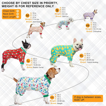 BEAUTYZOO Dog Pajamas Large Sized Dog, Summer Doggie Pajamas for Boy Girl, Soft Strechy Cotton