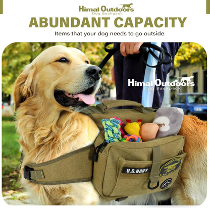 Himal Outdoors Dog Backpack & Saddle Bag, Tactical Hiking Backpack for Large Dogs with Side Pockets