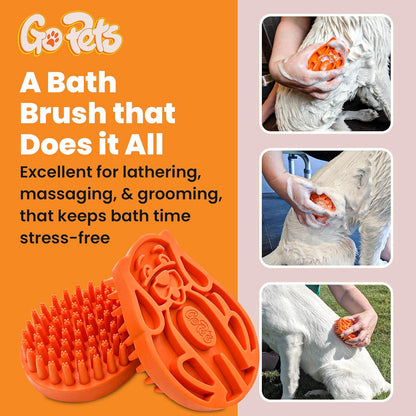 GoPets Curry Comb Bath Brush for Cleaning & Grooming, Silicone Shampoo Scrubber for Shedding &