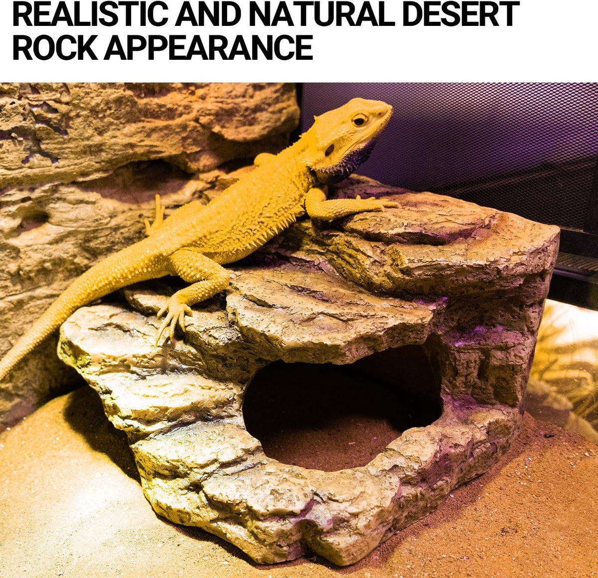 Resin Reptile Hideout Cave Reptile Habitat Tank Decor Terrarium Accessories for Bearded Dragon
