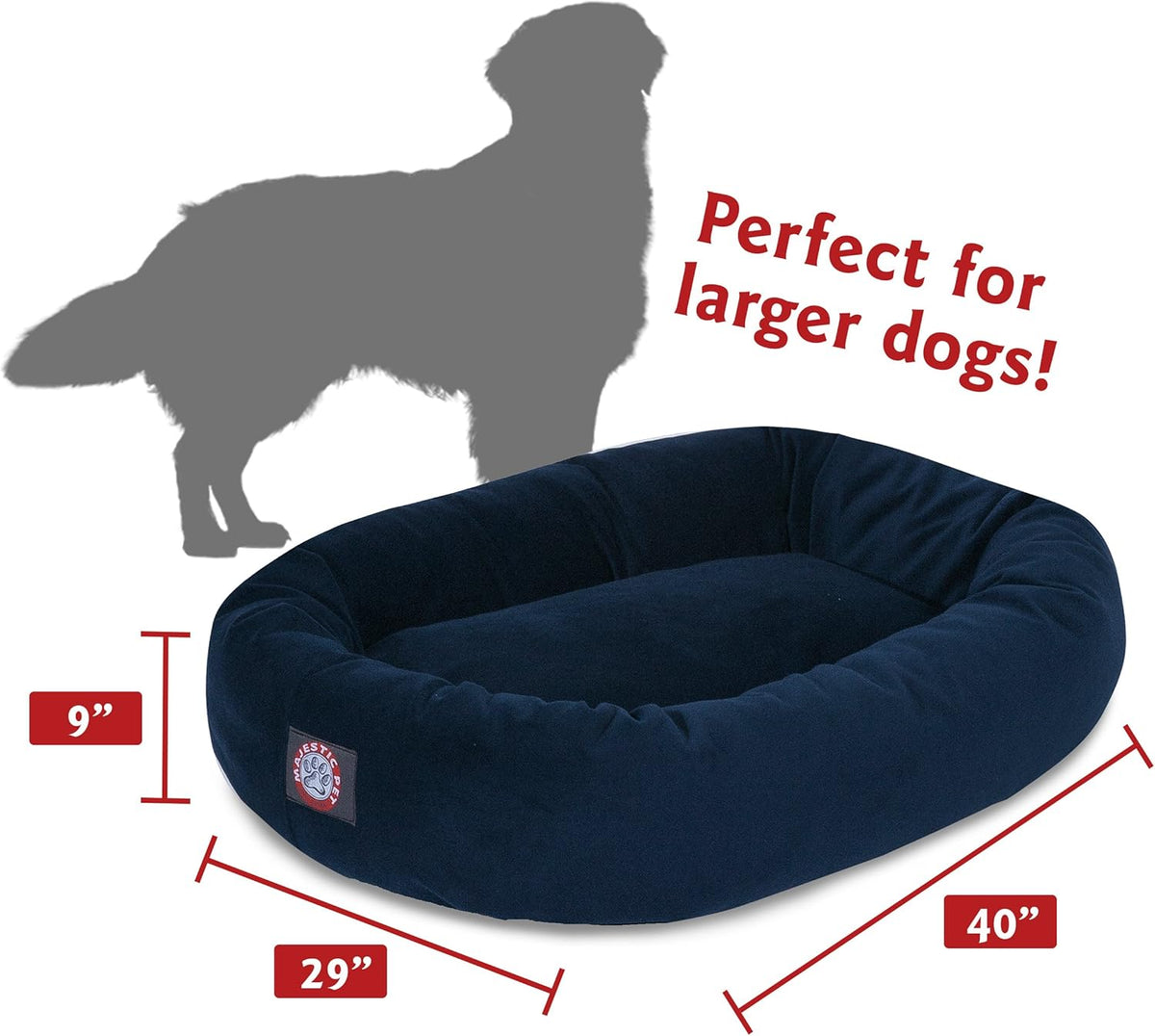 Majestic Pet 40 Inch Suede Calming Dog Bed Washable 40x29x9 (Inch) – Cozy Soft Round Donut Dog Bed