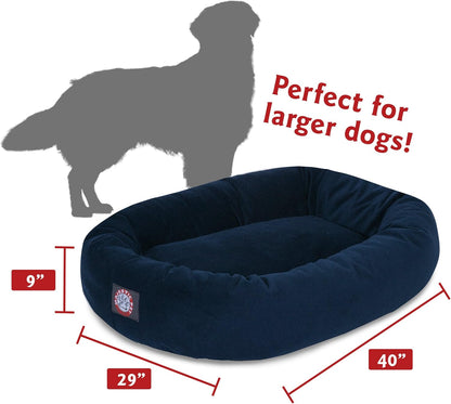 Majestic Pet 40 Inch Suede Calming Dog Bed Washable 40x29x9 (Inch) – Cozy Soft Round Donut Dog Bed