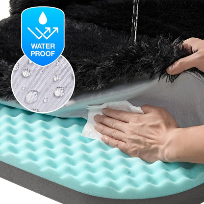 EHEYCIGA Foldable XXL Dog Bed, Faux Fur Fluffy Pet Couch Bed for Extra Large Dogs, Orthopedic