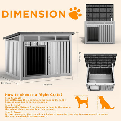 DRATO Dog House for Both Indoor and Outdoor with Weatherproof Roof Removable Floors for Medium to
