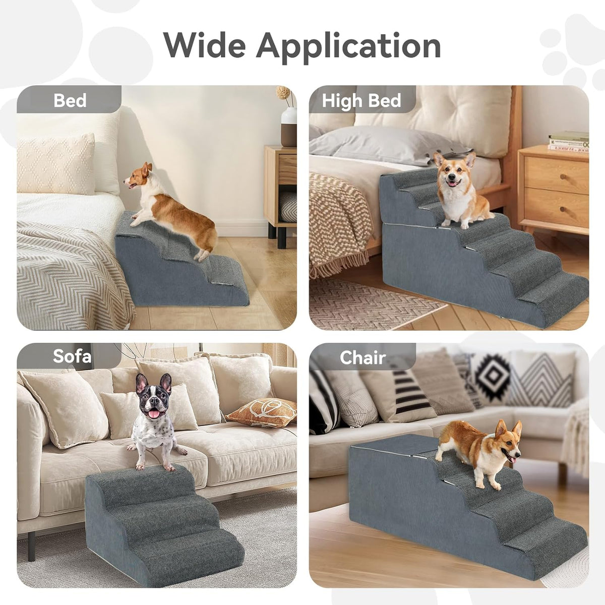 𝟳 𝗦𝘁𝗲𝗽𝘀 Dog Steps for High Bed, 30'' High Dog Stairs for Small Dogs, Waterproof Pet Stairs