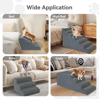 𝟳 𝗦𝘁𝗲𝗽𝘀 Dog Steps for High Bed, 30'' High Dog Stairs for Small Dogs, Waterproof Pet Stairs