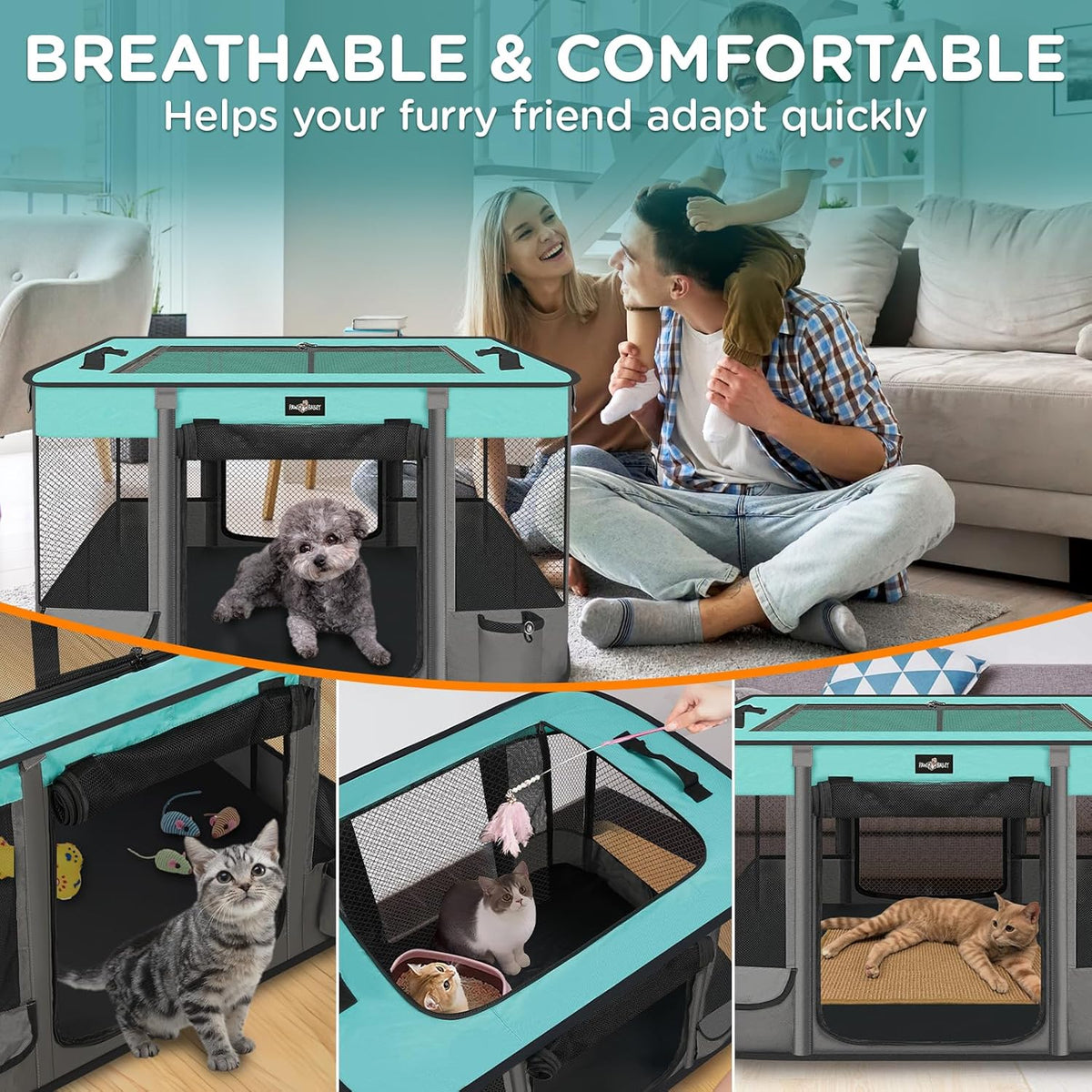 Foldable Pet Kitten Playpen, Waterproof Portable Pet Cat Dog Playpen Kennel Tent for Small Dog Cat