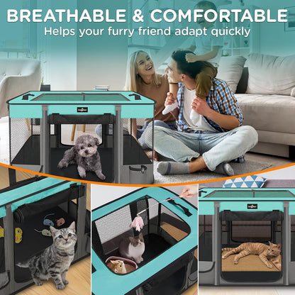 Foldable Pet Kitten Playpen, Waterproof Portable Pet Cat Dog Playpen Kennel Tent for Small Dog Cat