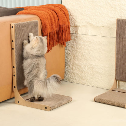2-Pack Cat Scratching Board, 25.6'' Tall Cardboard L Shape Vertical Cat Scratchers for Indoor Cats