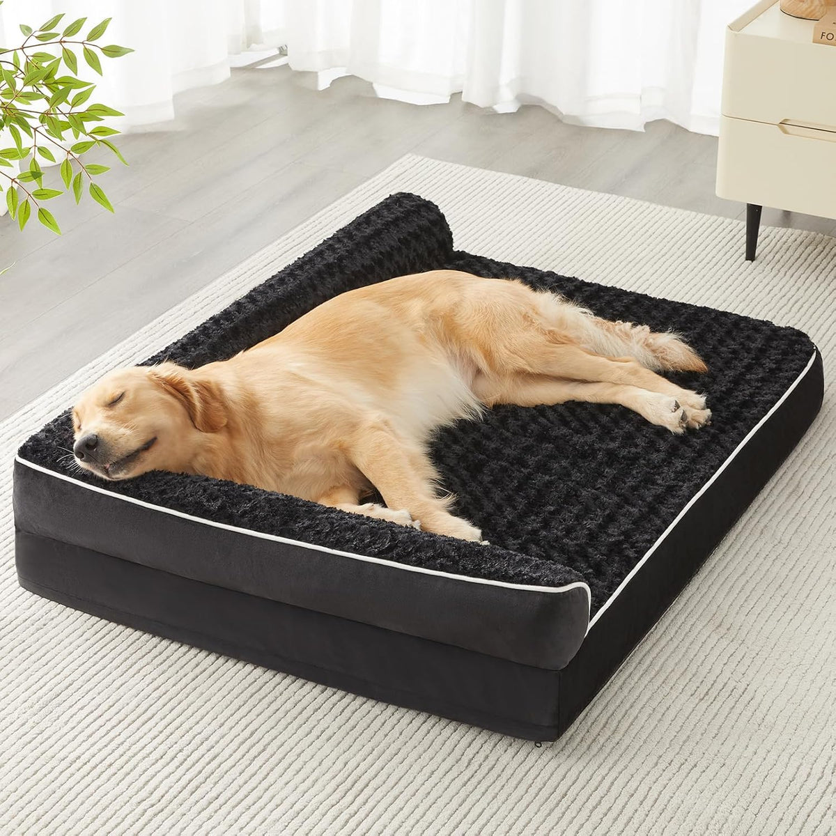 BFPETHOME Orthopedic Dog Beds for Large Dogs-Waterproof Sofa Pet Bed with Removable Washable