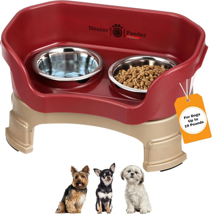 Neater Feeder Deluxe Mess Proof Dog Bowls Elevated for Small Breeds – Made in USA – No Spill Raised