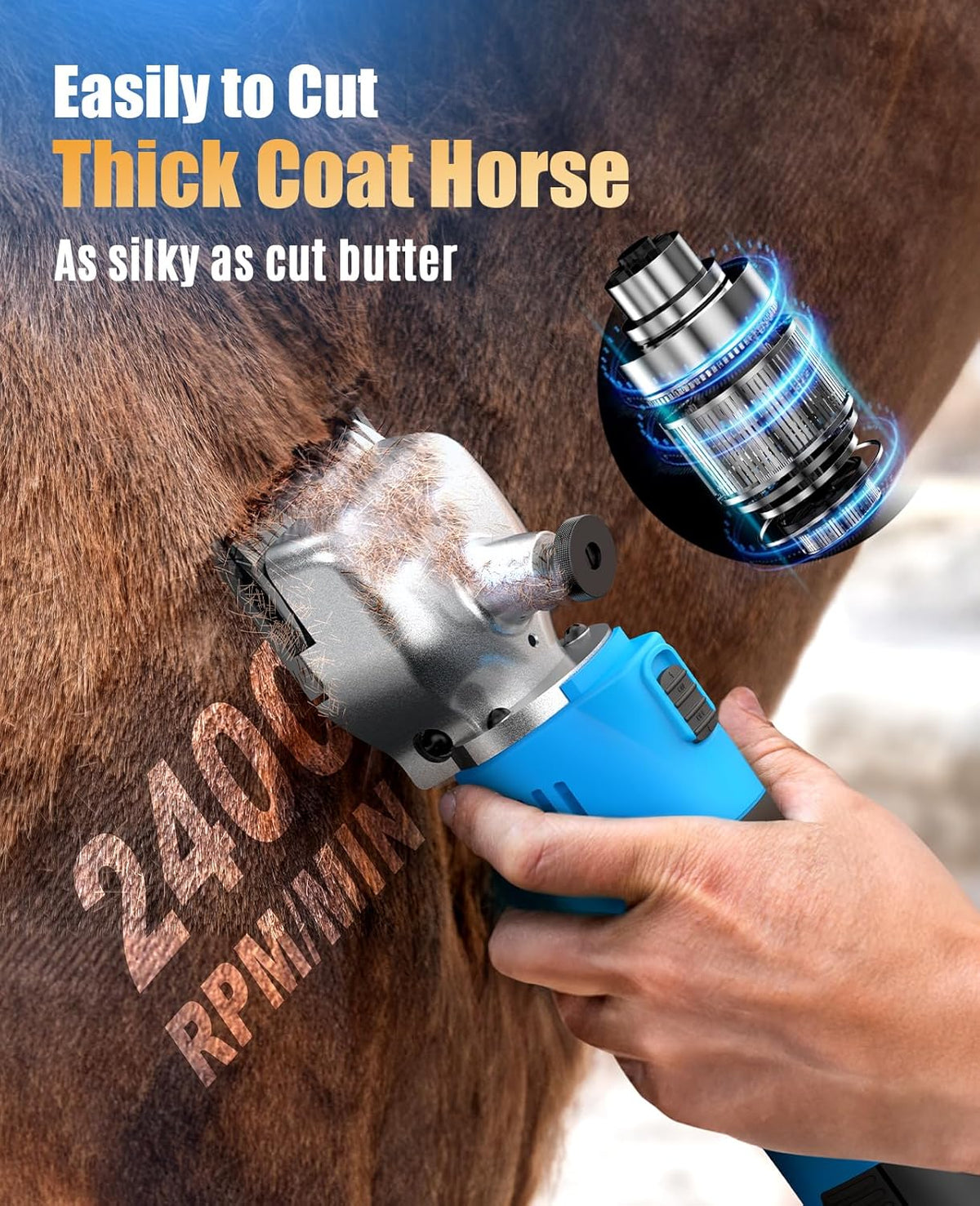 oneisall Cordless Horse Clippers,Professional Horse Grooming Clippers with 2 Batteries,Detachable