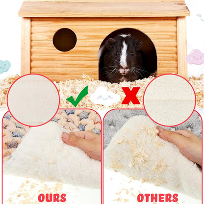Yulejo 6 Pieces Guinea Pig Bed Mats with Cleaning Dustpan Brush Washable Plush Cage Lines Soft