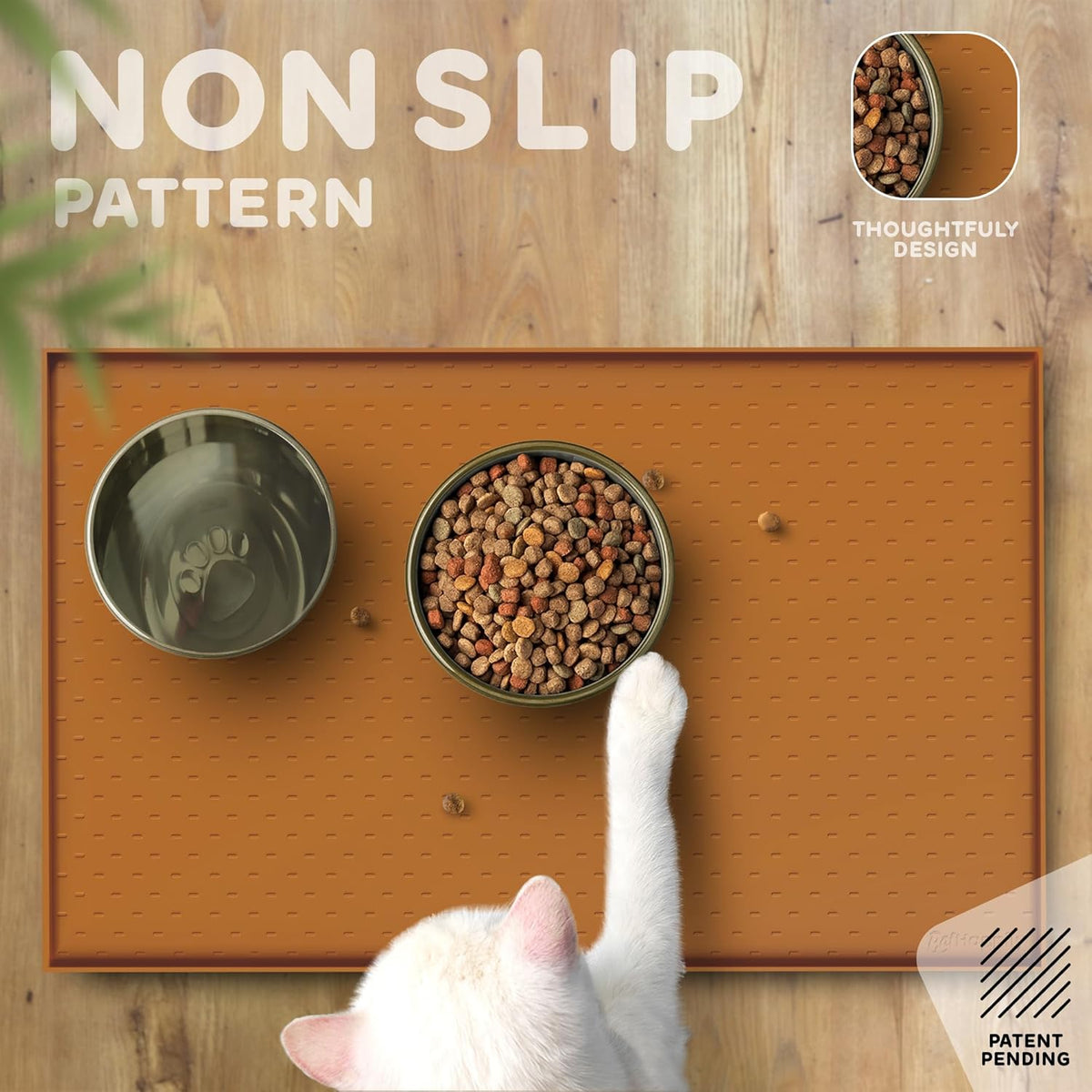 Dog Food Mat - 24x15 Raised Edges Dogs Mat for Food and Water Prevent Spill, Waterproof Cat Food