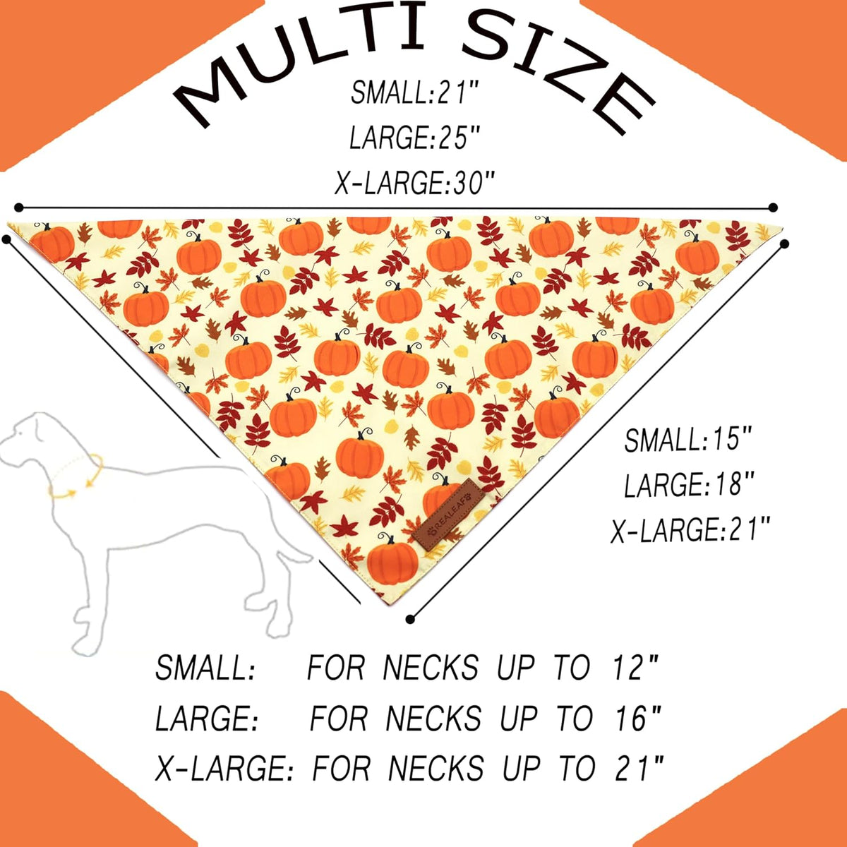 Realeaf Thanksgiving Dog Bandanas 2 Pack, Pumpkins and Happy Thanksgiving Pet Scarf for Boy and