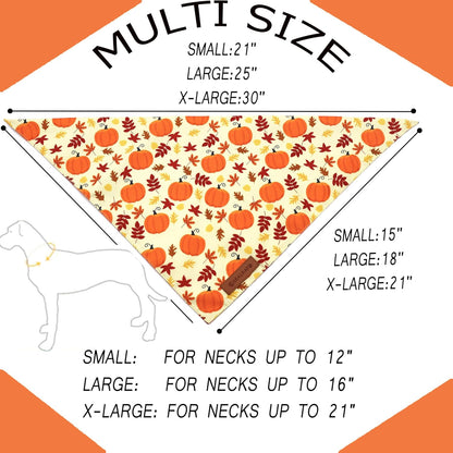 Realeaf Thanksgiving Dog Bandanas 2 Pack, Pumpkins and Happy Thanksgiving Pet Scarf for Boy and