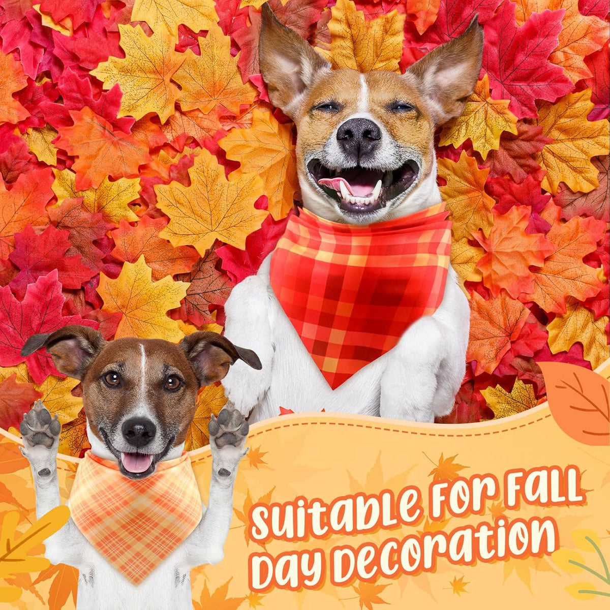 Abbylike 50 Pcs Fall Plaid Dog Bandanas Bulk Thanksgiving Bandanas for Dogs Triangle Kerchief Bib