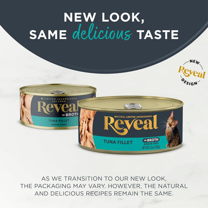 Reveal Natural Wet Cat Food, 12 Count, Grain Free, Limited Ingredient Canned Food for Cats, Tuna