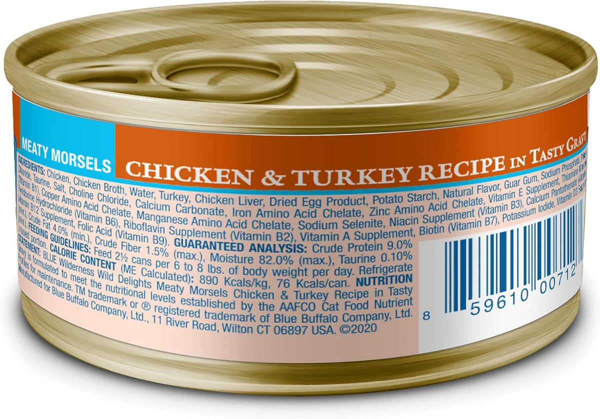 Blue Buffalo Wilderness Wild Delights Meaty Morsels Wet Cat Food, High-Protein & Grain-Free, Made