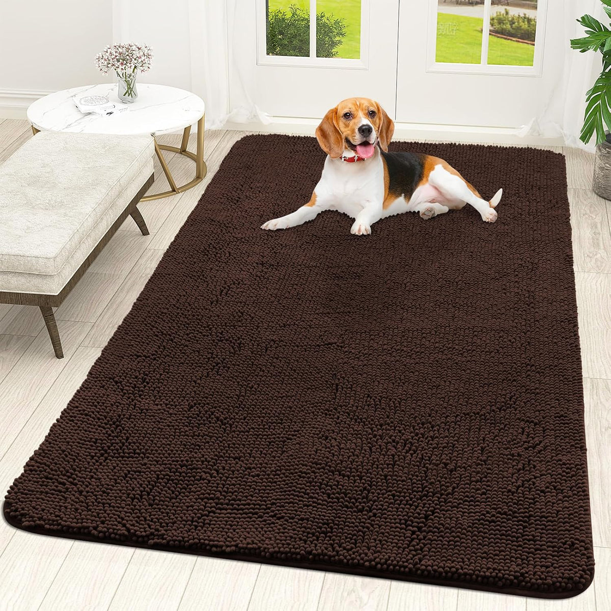 OLANLY Dog Door Mat for Muddy Paws 59x35, Absorbs Moisture and Dirt, Absorbent Non-Slip Washable