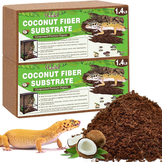 Halatool 2Pack Leopard Gecko Substrate Natural Coconut Fiber Substrate for Reptiles Premium Coco