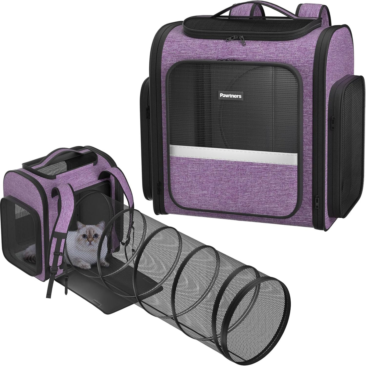 Pawtners Cat Carrier Backpacks Expandable Cat Backpack with Breathable Mesh, Pet Carrier Backpack