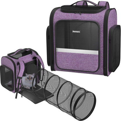 Pawtners Cat Carrier Backpacks Expandable Cat Backpack with Breathable Mesh, Pet Carrier Backpack