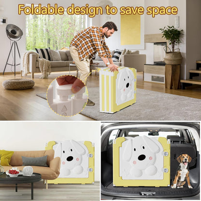 Foldable Dog Play Pen Indoors, Non-Slip Sturdy Puppy Playpen with Door, 25.5" H 10-Panel Adjustable
