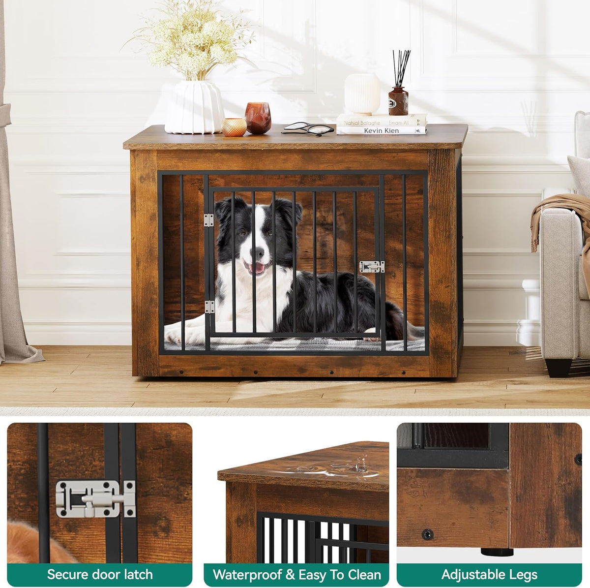 YITAHOME Dog Crate Furniture for Large Dogs, Side End Table, Modern Dogs Kennel Indoor up to 60 lb