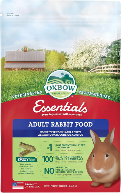 Oxbow Essentials Rabbit Food, Adult Rabbit, Made with Oxbow Timothy Hay, Pet Pellets with Vitamins