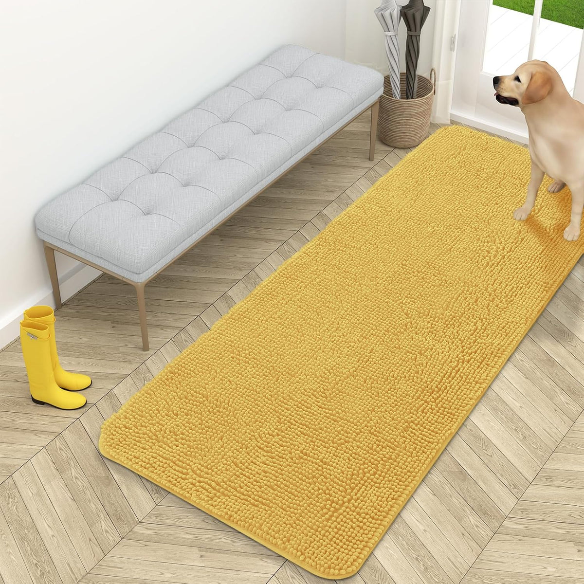 OLANLY Dog Door Mat for Muddy Paws 59x24, Absorbs Moisture and Dirt, Absorbent Non-Slip Washable
