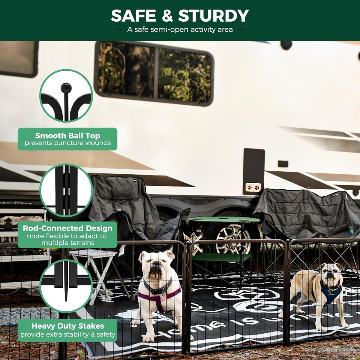 FXW Rollick Unleashed Dog Playpen for Indoor, Yard, RV Camping, 24 inch 24 Panels for Small and