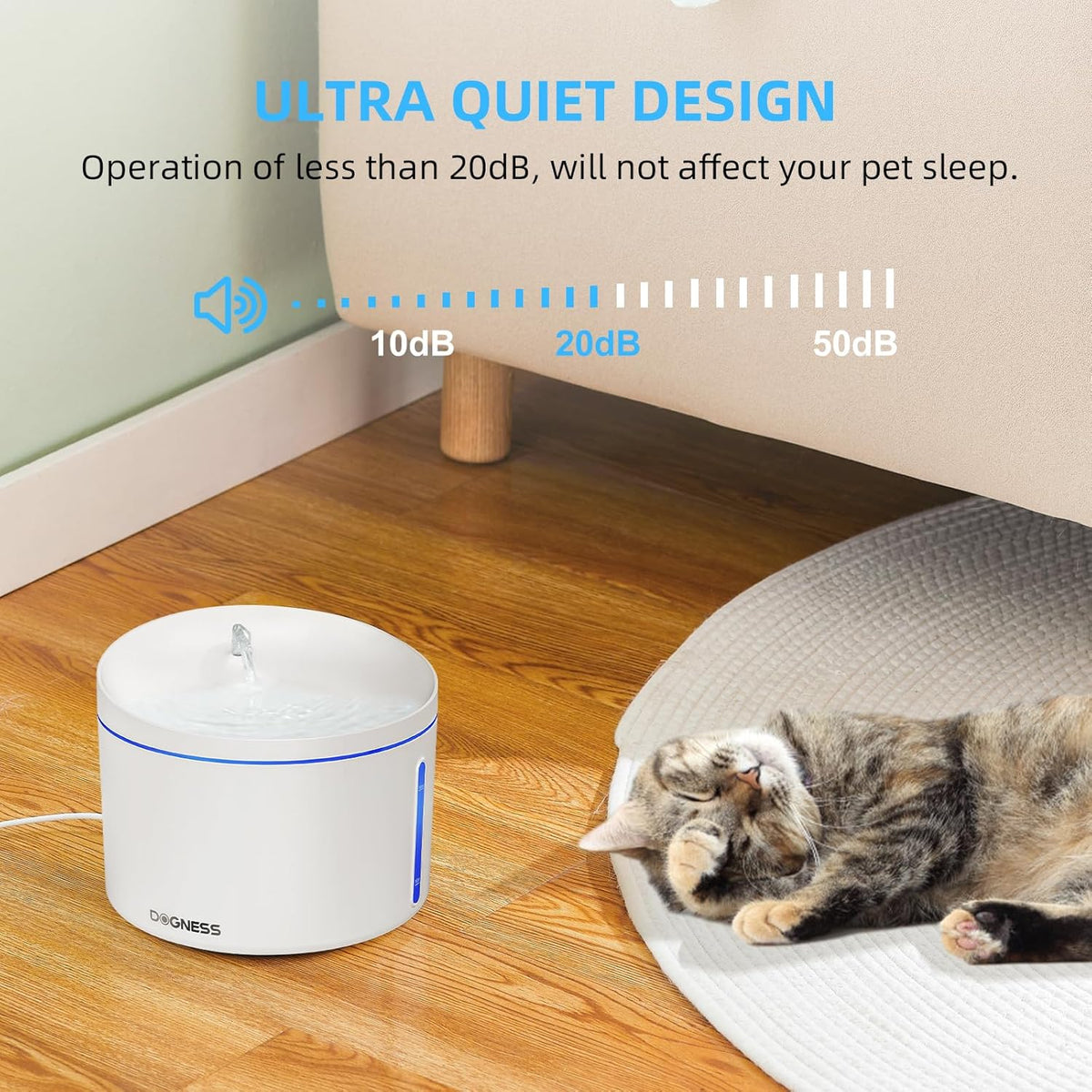 DOGNESS D06 Cat Water Fountain with Filter, Keep Water Fresh Automatic 3.2L Large Capacity Ultra