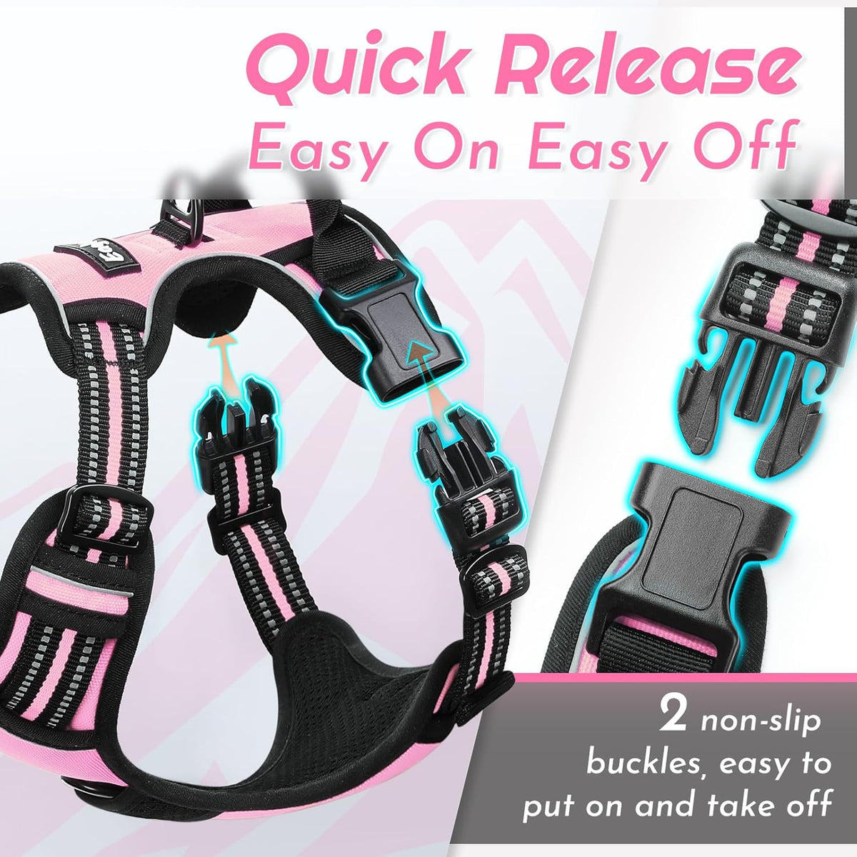 Eagloo Dog Harness Large Breed, No Pull Service Vest with Reflective Strips and Control Handle