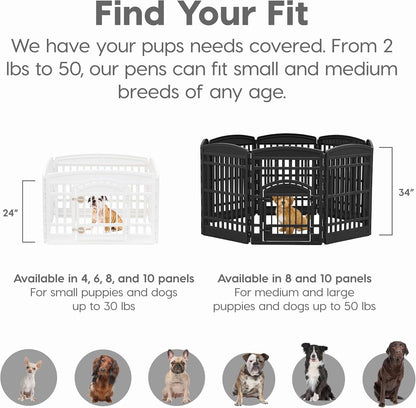 IRIS USA 34" 8-Panel Dog Playpen, 63 x 63 x 35, Puppy Fence, Puppy Playpen, Dog Play Pen Indoors