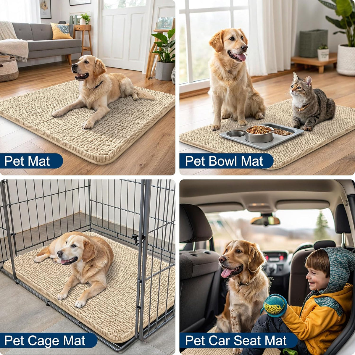 Smiry Dog Door Mat for Muddy Paws 70x24, Absorbs Moisture and Dirt Doormat, Non-Slip Washable Quick
