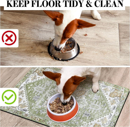 Dog Food Mats for Floors, Absorbent Dog Bowl Mat for Food and Water Dispenser Mat, Quick Dry Cat