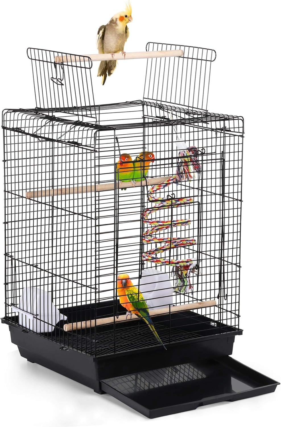 Yaheetech Open Play Top Travel Bird Cage for Conure Sun Parakeet Green Cheek Conure Lovebird Budgie