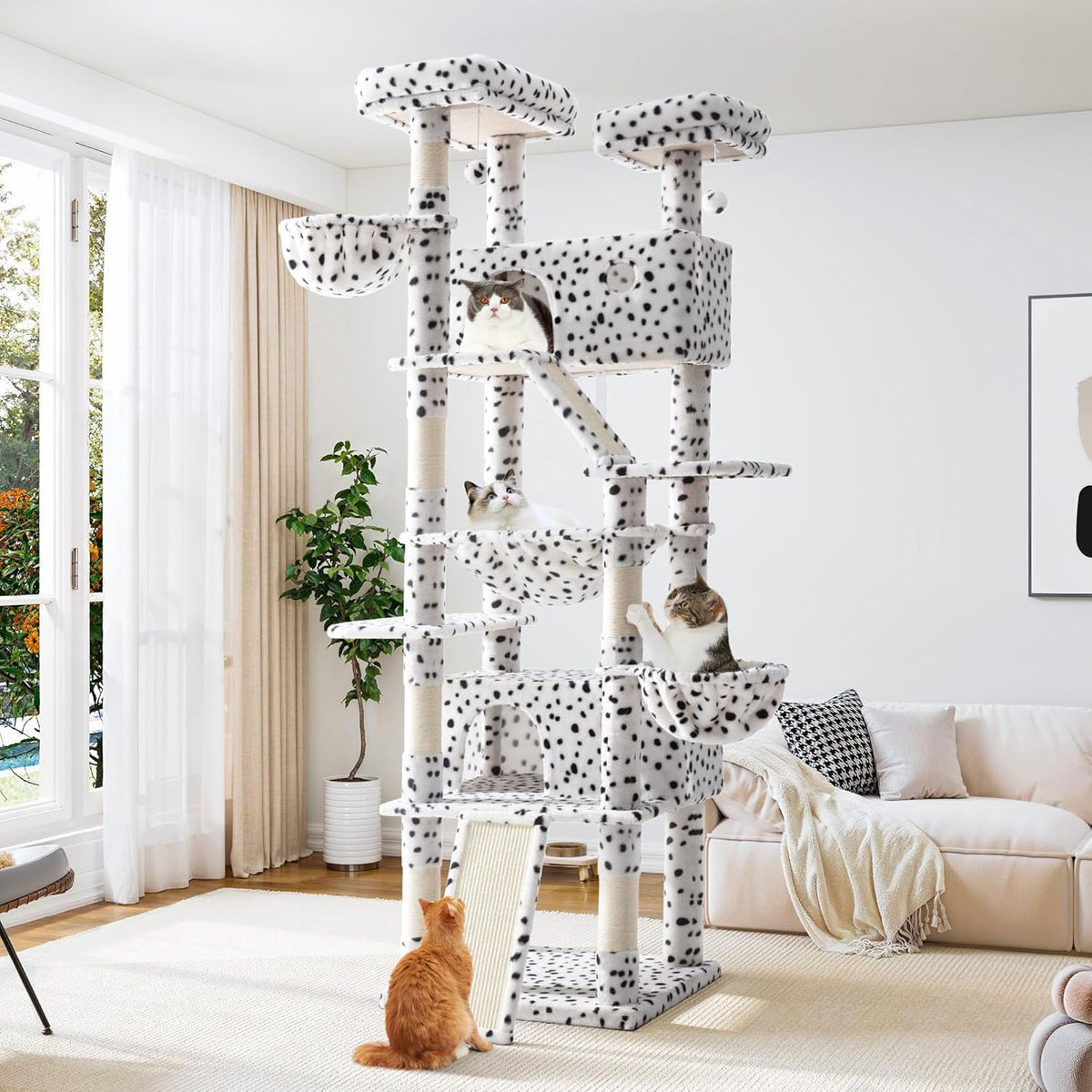 Allewie 81 Inches Tall Cat Tree/Multi-Level Large Climbing Tree House and Towers for Big