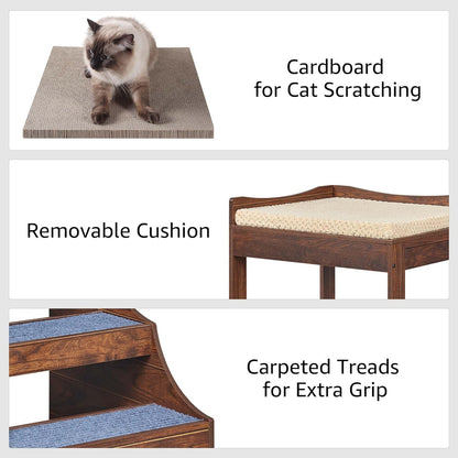 unipaws Pet Bunk Bed with Removable Step for Dogs and Cats, Multi-Level Bed Window Perch Seat