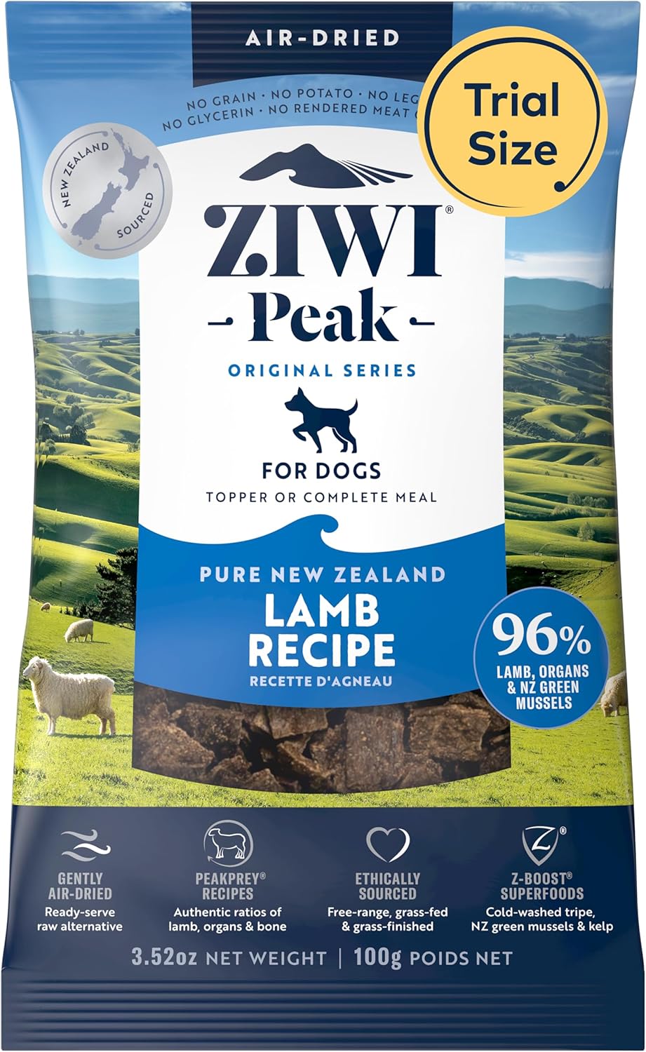 ZIWI Peak Air-Dried Dog Food – Lamb - All Natural, High Protein, Grain Free, Limited Ingredient