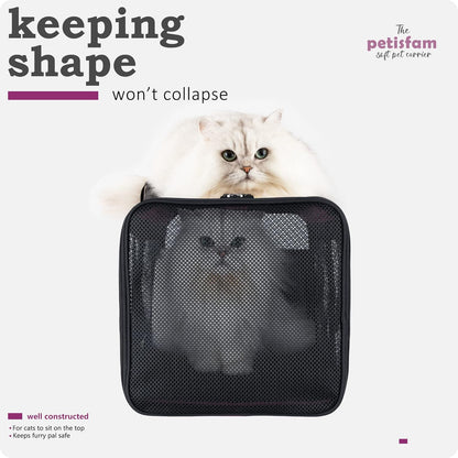 petisfam Soft Pet Carrier for Large and Medium Cats, 2 Kitties, Small Dogs. Easy to Get Cat in