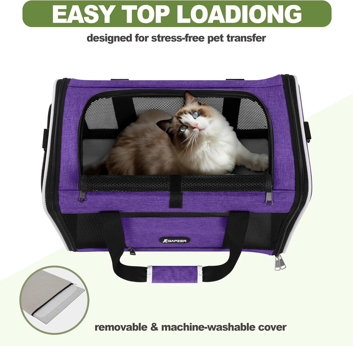 Per Carrier for Cat 18x11x11 Inch FAA Complaint, Kitten Taxi Top Load Soft Cloth Bag, Small Animal