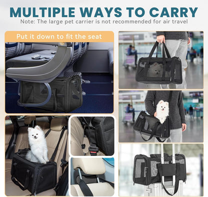 Petsfit Cat Carrier Dog Carrier, Large Capacity Lightweight Soft-Sided Pet Carrier for Travel, with