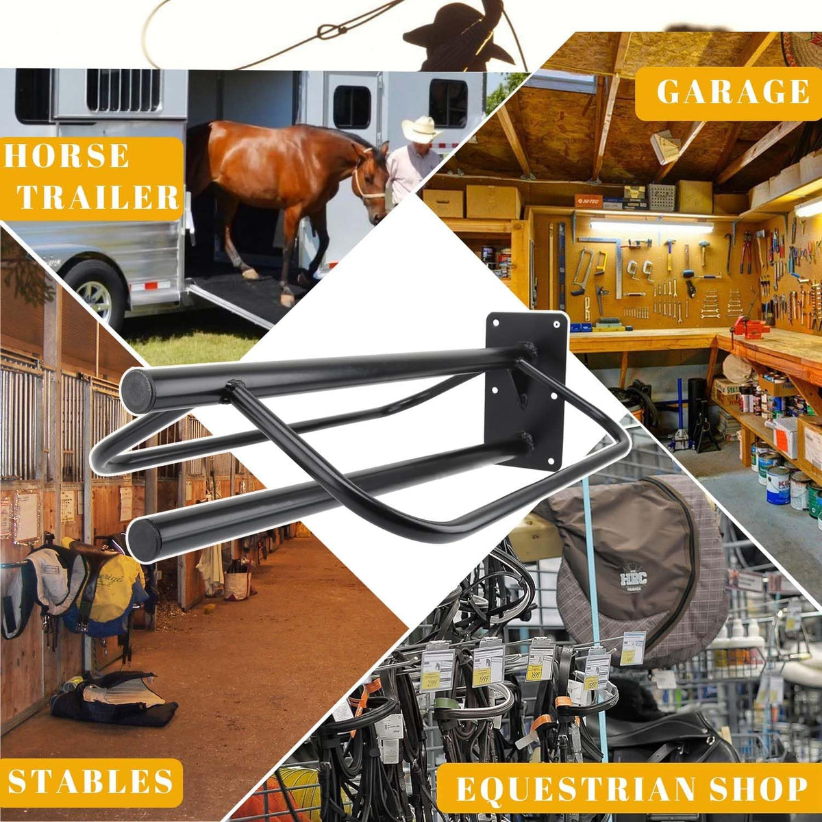 2 Pack Saddle Rack with Pad Bar,Heavy Duty Wall Mounted Saddle Stand Saddle Pad Rack for English