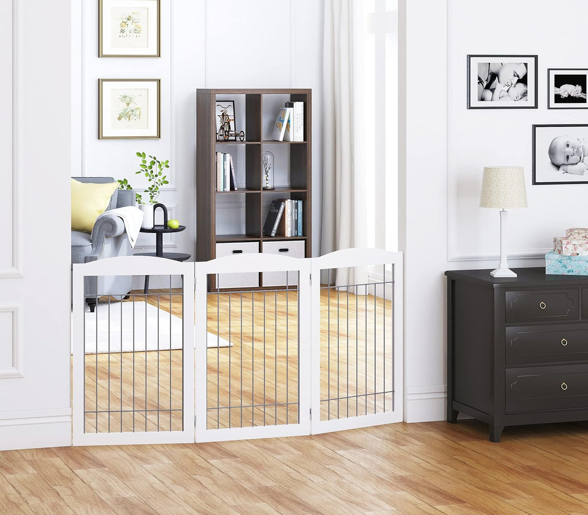 Spirich Freestanding Wire Pet Gate for Dogs, Tall Dog Gate for The Houes, Doorway, Stairs, Pet