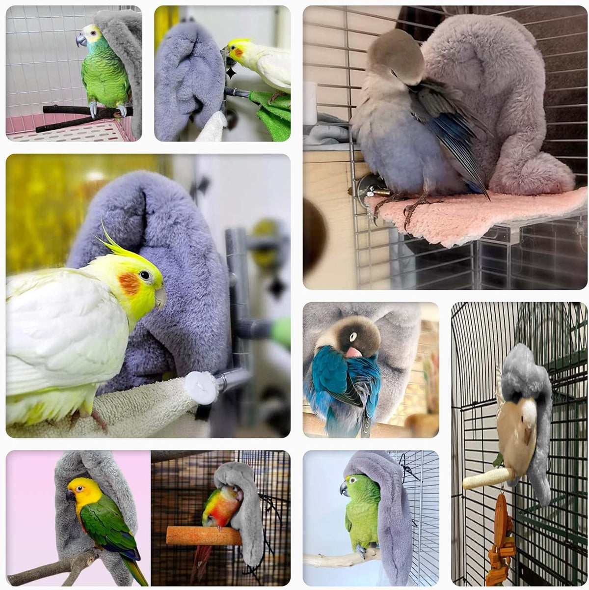 SIMENA Bird Blanket for Cage, Corner Fleece Bed for Birds, Cozy Bird Warmer, Parrot House for Cage