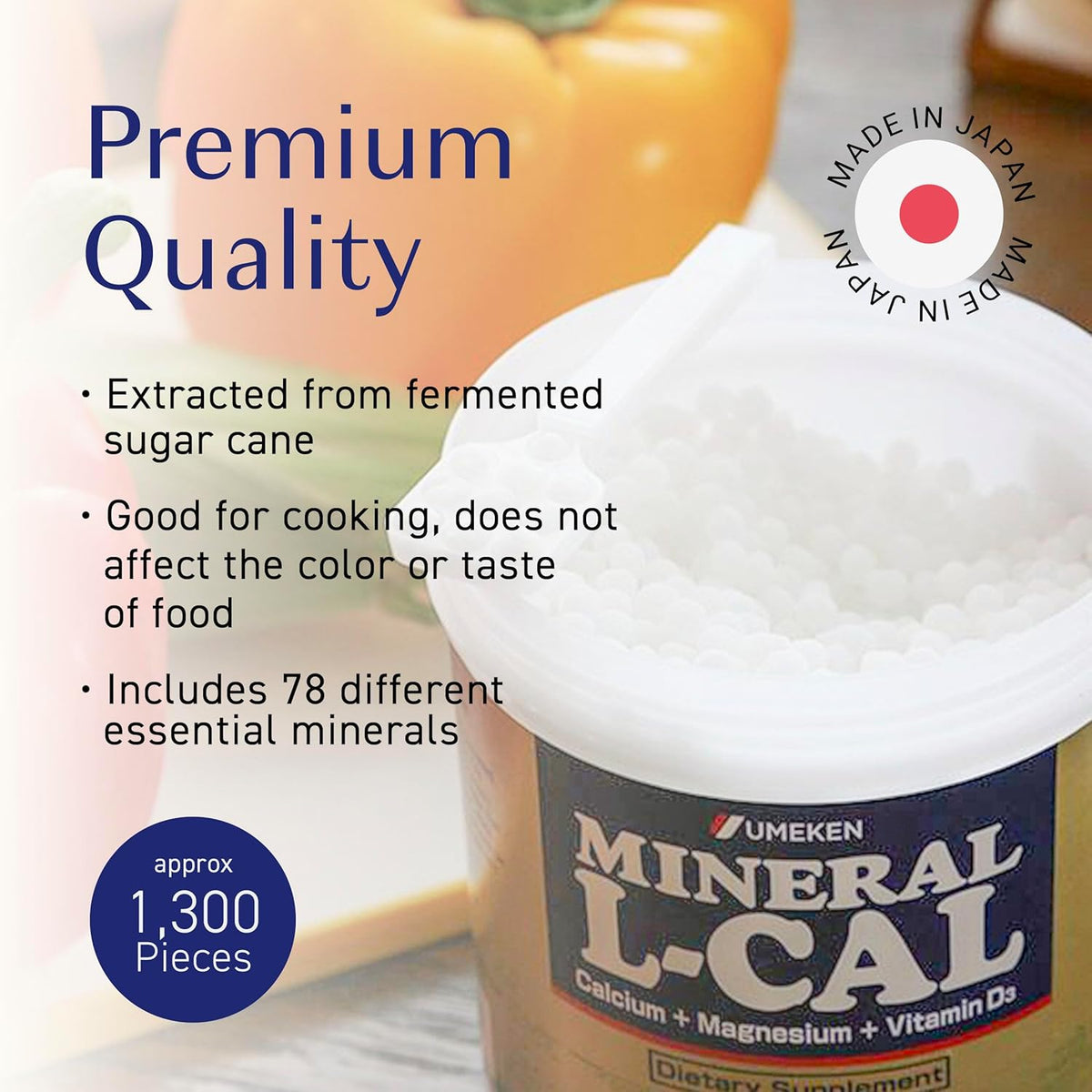 Umeken Mineral L-Cal Calcium with Vitamin D3, 2 Month Supply, Water Soluble Ball Format with
