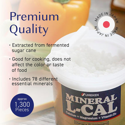 Umeken Mineral L-Cal Calcium with Vitamin D3, 2 Month Supply, Water Soluble Ball Format with