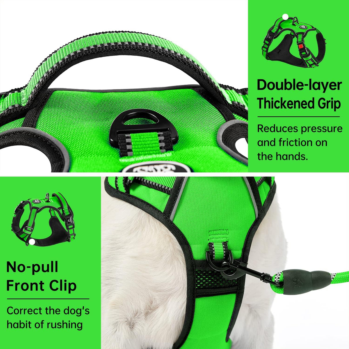 IVY&LANE No Pull Dog Harness for Medium Dogs, Dog Vest Harness with Leash, Safety Belt and Storage